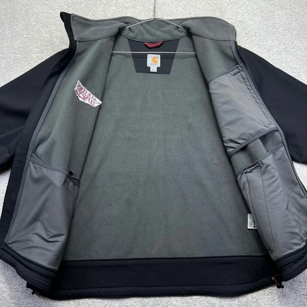 Carhartt Jacket Mens 2XL Black Crowley Soft-shell Fleece Lined Work Company Logo